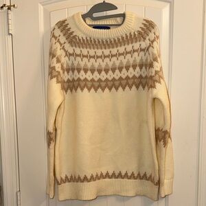 NWOT Aelfric Eden Oversized Cream and Brown Geometric Men's Sweater